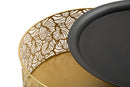 Set 2 Tavolini Ø40x66-35x56 cm in Metallo Nero e Oro