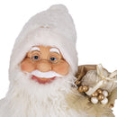 Pupazzo Babbo Natale H60 cm con Slitta e Led in Stoffa Oro e Bianco
