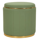 Puff con Contenitore London Verde Ø46,5x44 cm in Pino e MDF e Spugna e Metallo e PU      