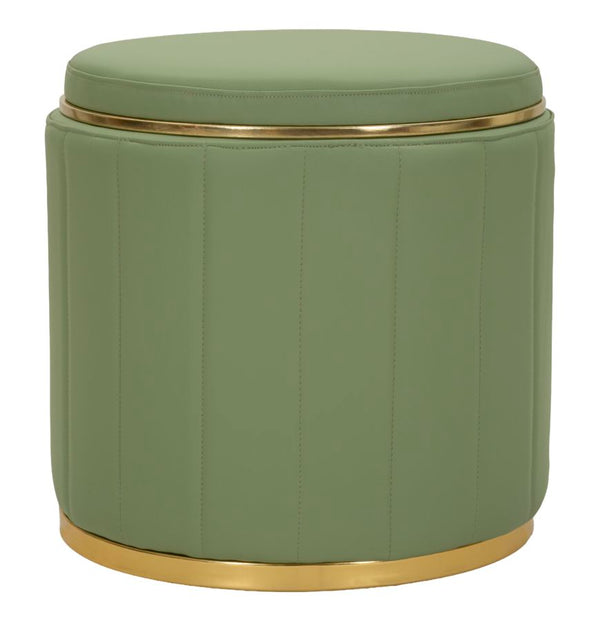 Puff con Contenitore London Verde Ø46,5x44 cm in Pino e MDF e Spugna e Metallo e PU acquista