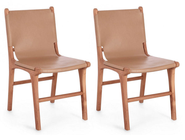 Set 2 Sedie 46x59x85 cm Caroline in Pelle Tortora sconto