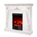 Camino Elettrico da Pavimento 103,5x110x30 cm Effetto Fiamma 1600W Napoli & Corsica Bianco