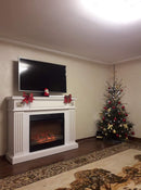 Camino Elettrico da Pavimento 99,8x128x33 cm Effetto Fiamma 1950W Napoleon & Mirabella Bianco