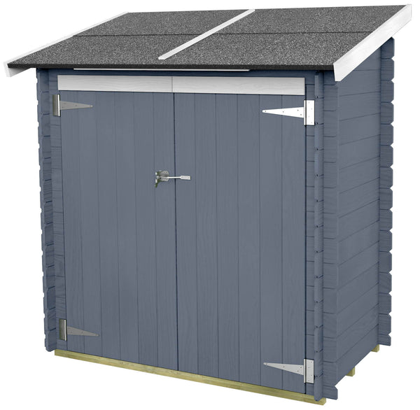 Gartenbox für Werkzeuge 155 x 85 cm mit doppelter Blindtür aus grauem Holz sconto