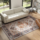 Tappeto Bohemien Antiscivolo e Lavabile 230x160 cm a Pelo Corto in Effetto Cashmere Marrone  