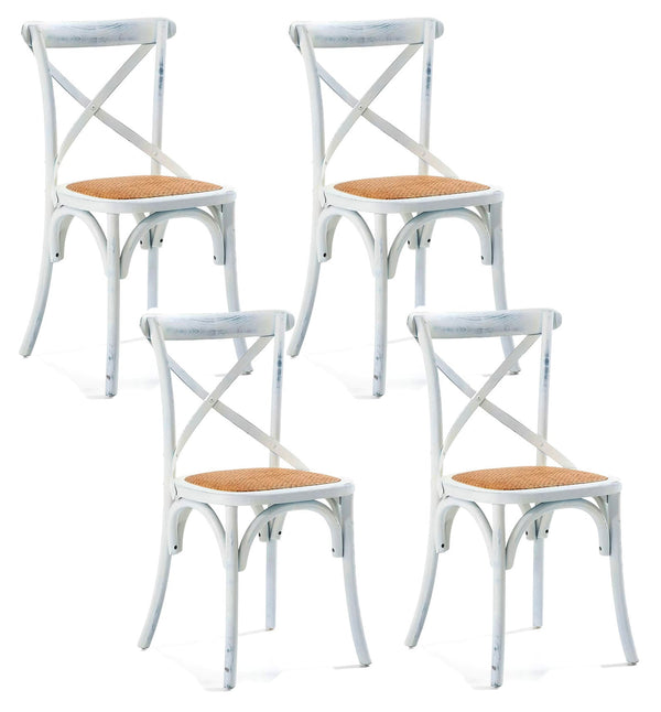 Set 4 Sedie Seduta in paglia 80x50x52 cm in Legno di Faggio Pompei Wood Bianco acquista