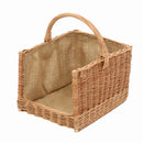 Cesto portalegna in vimini europeo con fodera juta rettangolare cm 51x38xh32/49