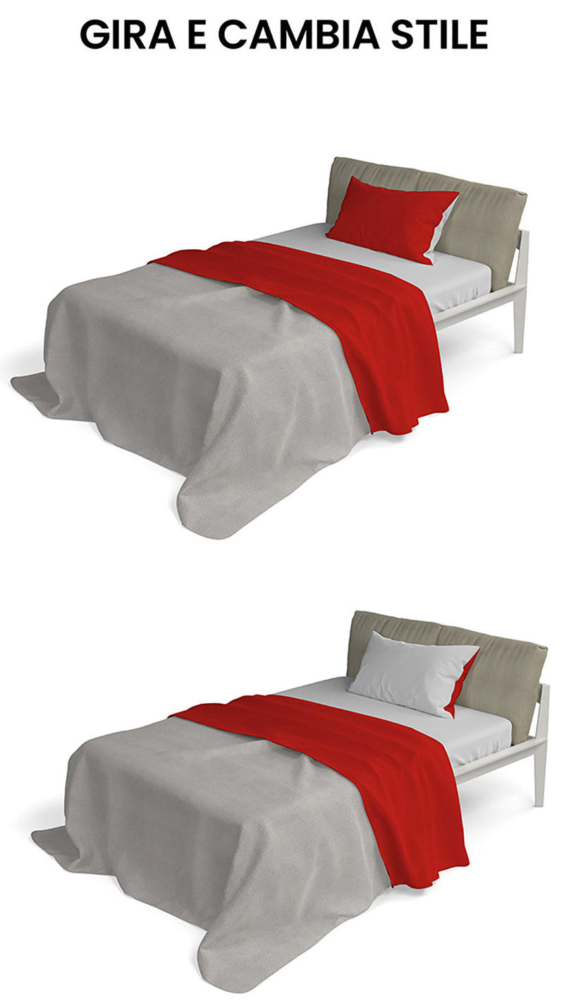 Set Lenzuola Sopra Sotto e Federe Doubleface Rosso\/Grigio Chiaro