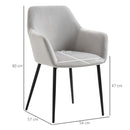 Set 2 Sedie Imbottite 54x57x80 cm in Tessuto Effetto Velluto Grigio
