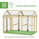 Recinto per Galline all'Aperto 140x88,5x106 cm con Porte Multiple e Rete in Metallo in Legno Naturale      