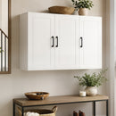 Mobile Bagno da Parete 90x30x60 cm con 3 Ante e Ripiano Regolabile Salvaspazio in MDF Bianco      