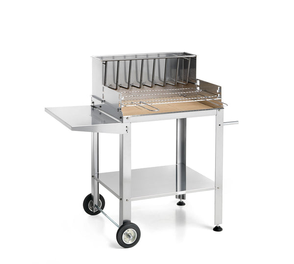 online Barbecue a Legna o Carbone Ompagrill Graticola in Tondino di Acciaio Cromato Rivestimento Interno Refrattario e Struttura in Acciaio Inox