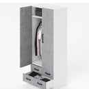 Armadio 210x91X52 cm 2 ante e 2 cassetti cemento