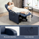 Poltrona Massaggiante Reclinabile 68x88x98 cm con Telecomando e Poggiapiedi in Pelle PU Blu Scuro      
