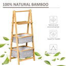 Mobiletto Bagno Pieghevole 3 Ripiani 44,5x33x108 cm in Bambù e Poliestere Grigio