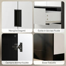 Armadio 2 Ante con 3 Cassetti 80x50x180 cm con Barra Appendiabiti in Melamina Nero Bianco      