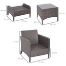 Set Salotto da Giardino in Rattan Sintetico 2 Divani 2 Pouf e Tavolino Grigio 