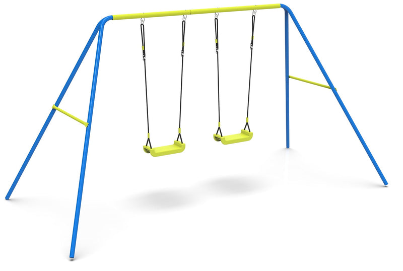 Altalena 2 Posti da Esterno 295x170x180 cm in Acciaio Blu e Gialla