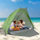 Tenda da Spiaggia con Corde e Paletti e Finestra in Poliestere Verde 