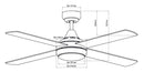 Ventilatore da Soffitto con 4 Pale e LED Ø122 cm 5 Velocità Martec Link Bianco