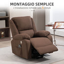 Poltrona Alzapersona Elettrica Reclinabile con Poggiapiedi 1 Motore 87x92x105 cm in Tessuto Effetto Lino Caffè