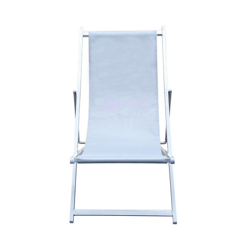 Sedia Sdraio Pieghevole 3 Posizioni in Ferro e Tessuto Oxford Matera Grigio