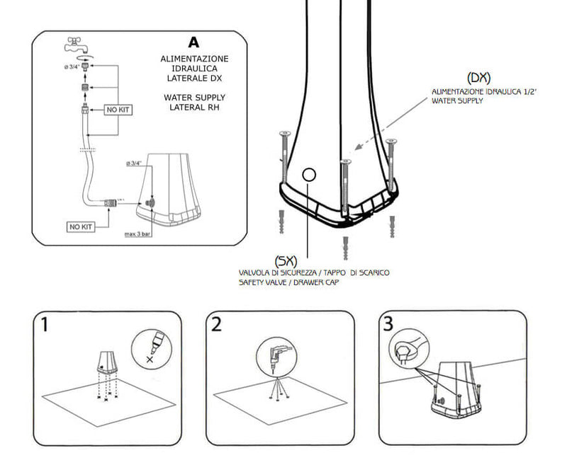 Mini Doccia Solare da Giardino Lavapiedi Miscelatore e Doccetta Mobile Arkema Happy Go Bianco