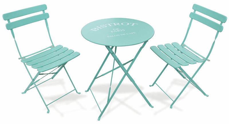 Set da Giardino Pieghevole in Ferro con Tavolo e 2 Sedie Soriani Bistrot Verde