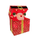 Scatola Regalo Babbo Natale 20x20x30 cm con Luci e Movimento Rosso