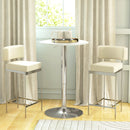 Tavolo da Bar Rotondo Ø63x67-93cm Piano Girevole 360° con Struttura in Metallo Bianco      