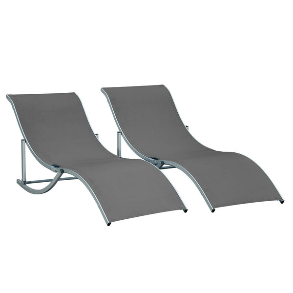 Set mit 2 klappbaren Sonnenliegen 61 x 165 x 63 cm in Aluminium und Textilene Schwarz und Dunkelgrau online