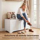Panca Contenitore 80x40x45 cm con Apertura a Ribalta e Cerniere di Sicurezza in Legno Ingegnerizzato Bianco      