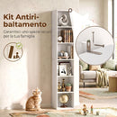Libreria 30x24x159 cm a 6 Ripiani Scaffale Autoportante per Soggiorno in Laminato Bianco      