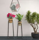 Set 2 Porta Vasi Square Ø 23x70-20x60 cm in Ferro 