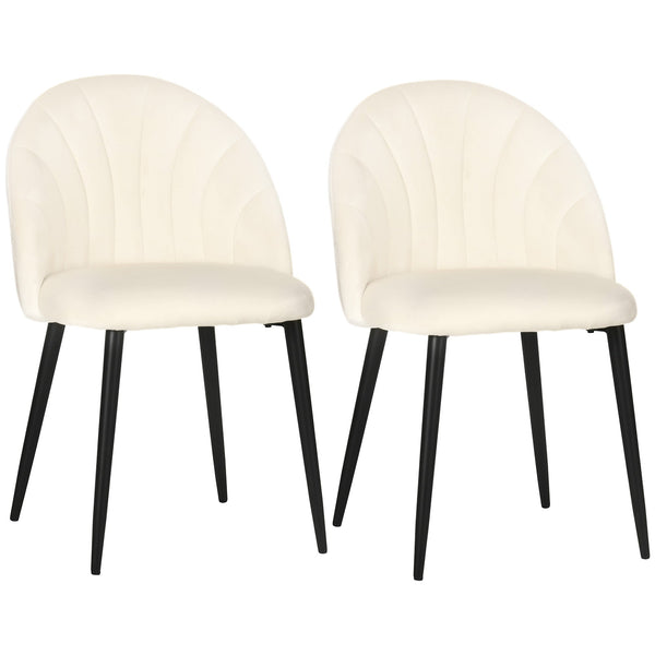 Set 2 Sedie Imbottite 52x54x79 cm in Metallo e Tessuto Effetto Velluto Beige online