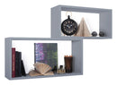 Set 2 Mensole Cubo da Parete Rettangolare in Fibra di Legno Bislungo Grigio