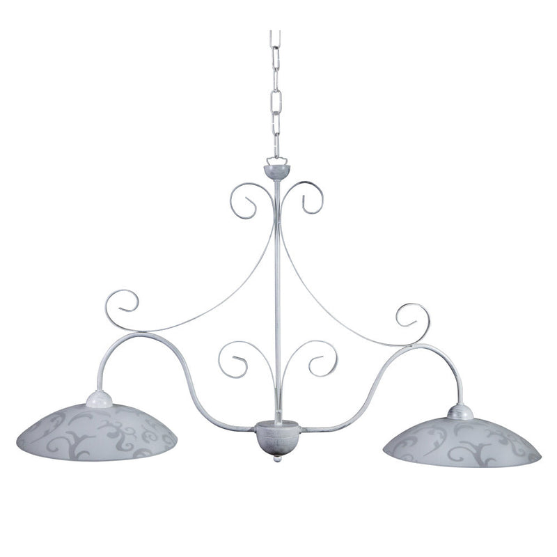 Sospensione 2xE27 Montatura Bianco Vetro Lastra Bianco E-Energy Anastasia