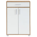 Scarpiera Mobile Salvaspazio 2 Ante 1 Cassetto 63x33x95h cm in Melaminico Venato a Rilievo Rovere e Bianco