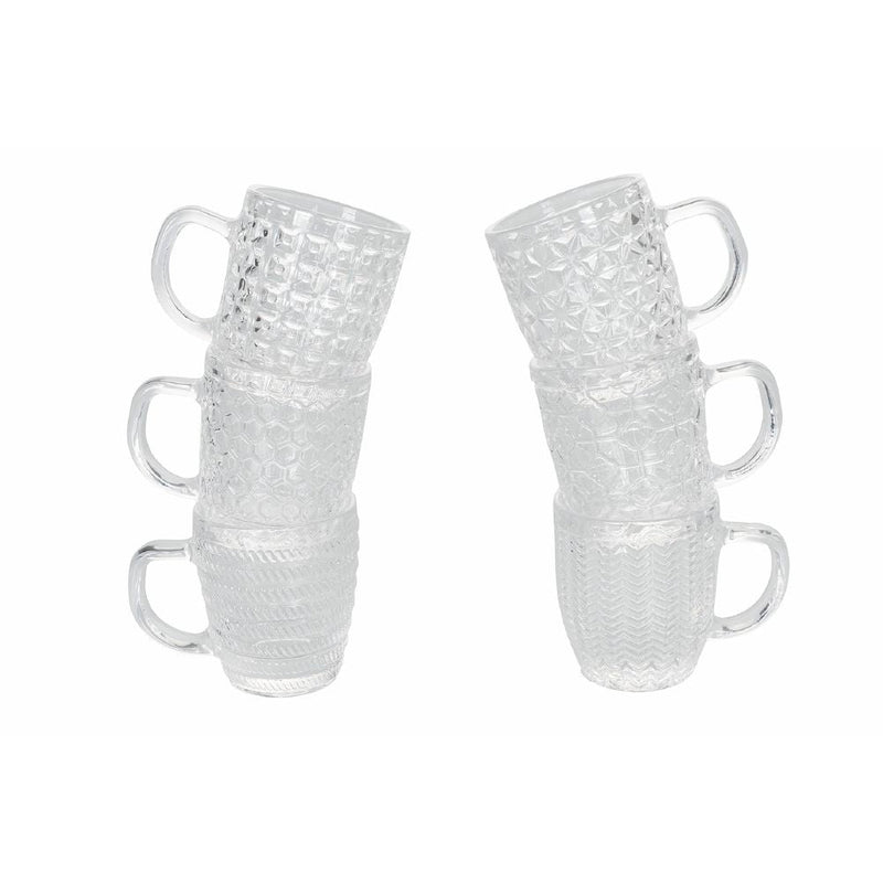 Set 6 Tazzine da Caffè Ø6x7 cm in Vetro Trasparente VdE Tivoli 1996 Geometrie