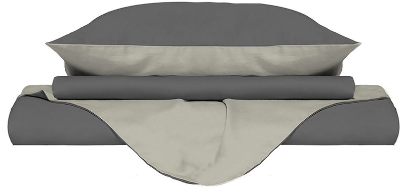 Copripiumino con Sacco e Federe Doubleface Fumo\/Panna Varie Misure