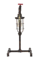 Lampada da Tavolo Manhattan/Cage 27x27x56 cm in Ferro Nero Rame e Rosso