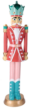 Soldatino Schiaccianoci in Resina 22x18xh89 cm con LED Decorazione Rosso