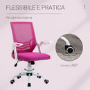Sedia Operativa da Ufficio 62,5x55x94-104 cm in Tessuto Rosa