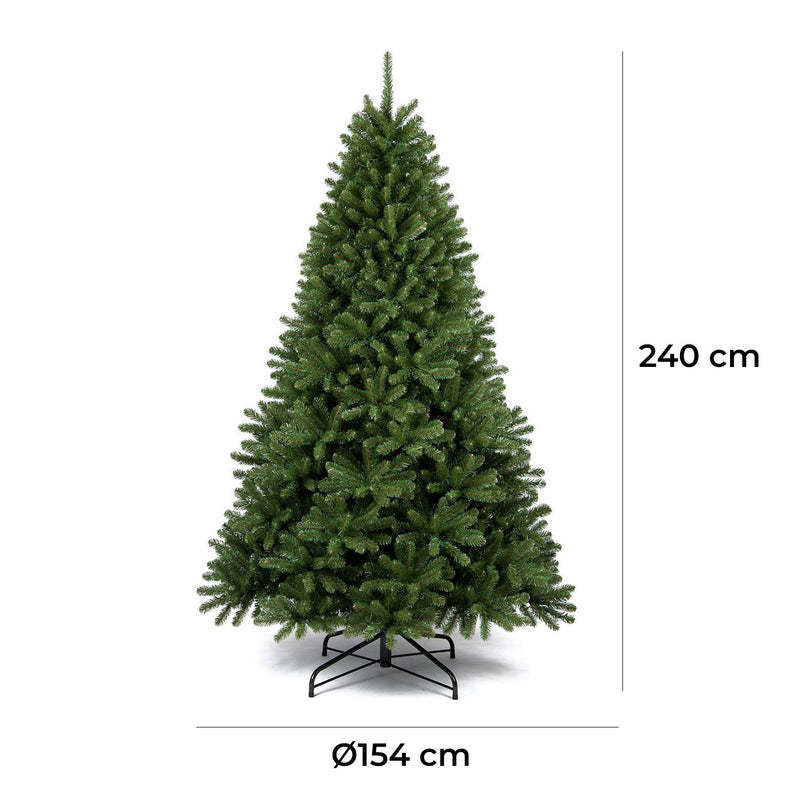 Albero di Natale Artificiale Realistico Folto 240 cm 2434 Rami Apertura a Ombrello Verde