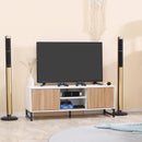 Mobile TV Fino a 50" 120x39,5x45 cm  in Truciolato e Acciaio Bianco e Colore Legno