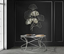 Tavolo da Caffé Saturn Ø80x45 cm in Ferro e Specchio e MDF Argento