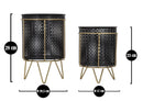 Porta Vasi Fashion Coppia Ø19,5x28-17x23 cm in Ferro Nero e Oro
