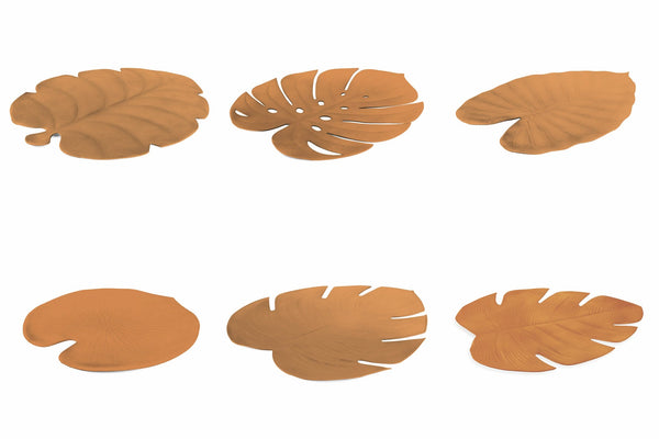 Set mit 6 Blatt-Tischsets in Eva Villa d'Este Home Tivoli Bronze acquista