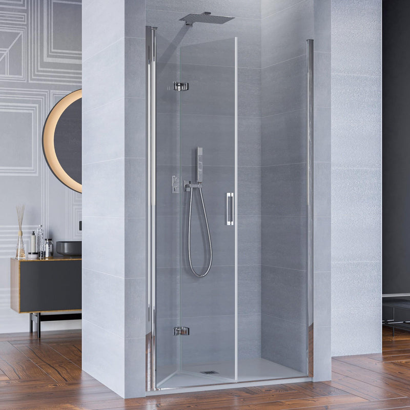 Porta Parete Doccia 1 Anta a Libro in Cristallo Trasparente 6mm H195 Bonussi Fiona Varie Misure