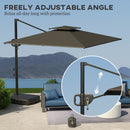 Ombrellone a Braccio 247x247x268 cm con Base Riempibile e Testa Inclinabile Grigio Scuro  